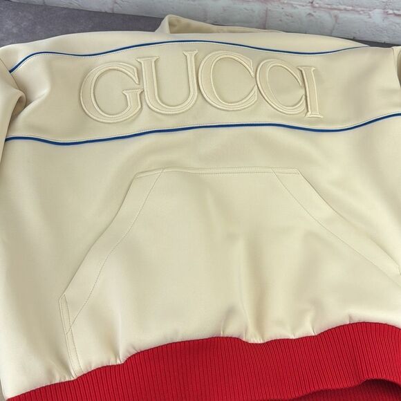 Gucci Logo Light Web Stripe Neoprene Unisex Hoodie XS & Medium NWT 752274 - Picture 13 of 14